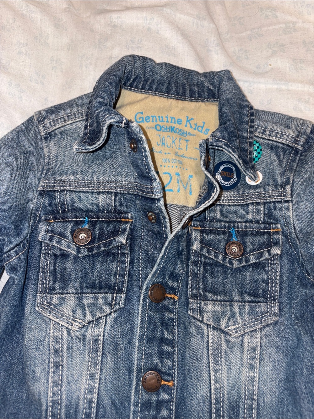 OshKosh Genuine Kids Denim Jacket - Blue 100% Cotton Size 12 Mths